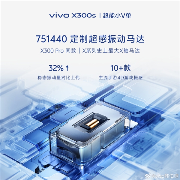 超能小V单来了!vivoX300s官宣X系列首款144Hz高刷史上最强马达