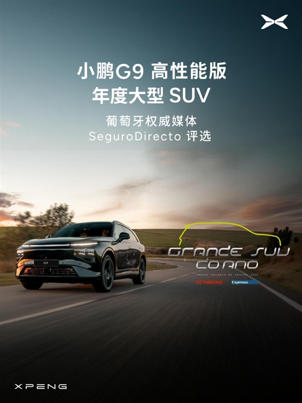 远销全球超40个国家和地区小鹏G6/G9海外连拿大奖