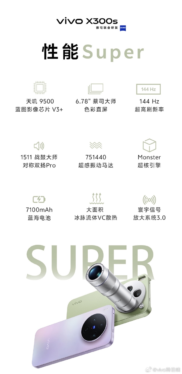 vivoX300Ultra/X300s今天正式发布一图提前了解影像、配置关键参数