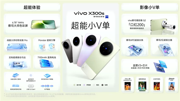 4999元起!超能小V单vivoX300s发布:全焦段蔡司影像、支持口红增距镜