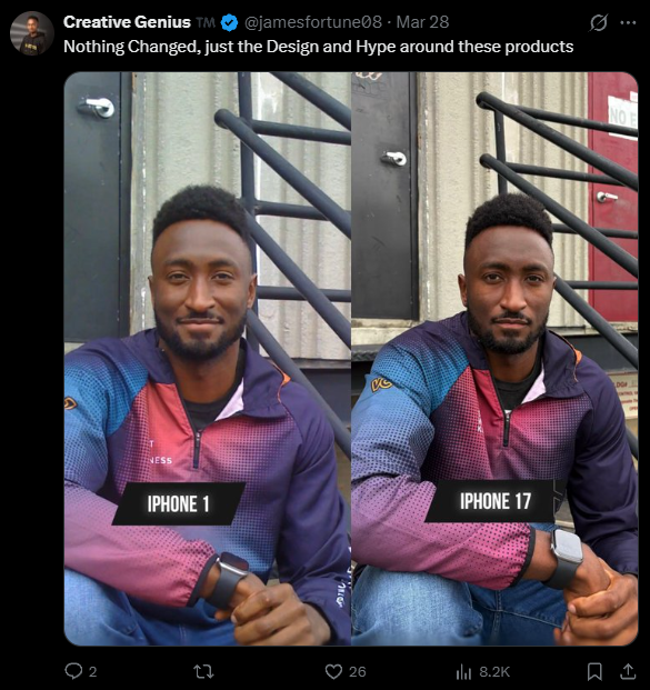 看懵了!初代iPhone到iPhone17自拍对比网友吐槽几乎一样