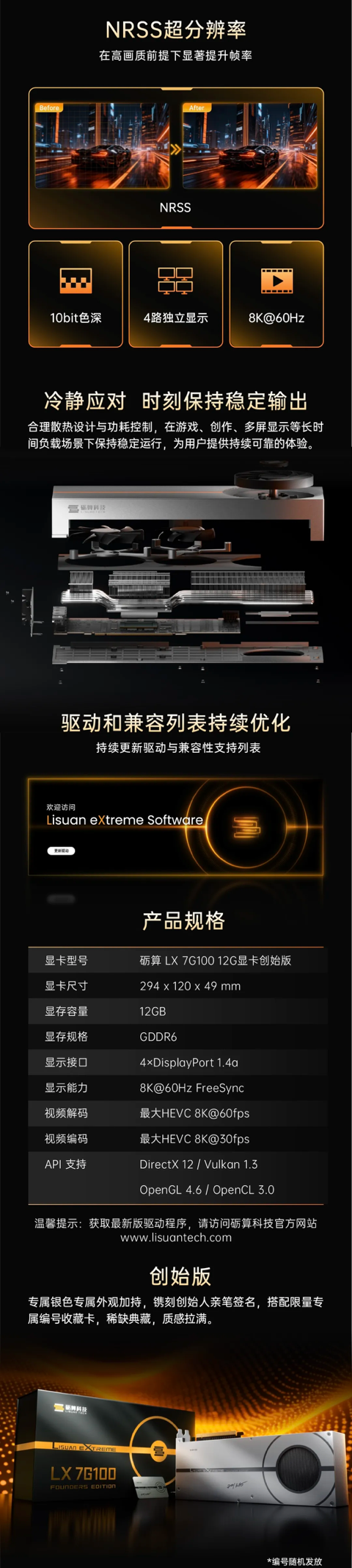 达到国内领先、国际主流水平!砺算LX7G100显卡首发实测