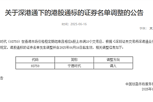 估值比A股还贵 宁德时代港股今天调入港股通