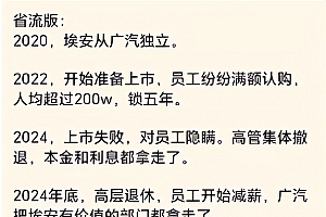 广汽埃安公告回应“车圈恒大”:员工股权激励正常推进中