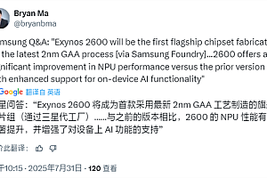 全球首款2nm芯片!三星确认:Exynos 2600首发2nm GAA工艺