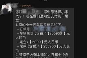 小米汽车销售回应未收车先结清尾款:仅针对部分特殊情况准车主