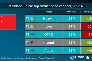 Q2全球手机出货量:华为、苹果分列中国和美国第一 vivo印度称王!