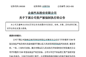 众泰汽车回应年内无法复工复产:遭强制拆除的为T300租赁产线