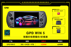 全球首款AMD锐龙AI Max+ 395掌机!GPD Win 5配置价格公布:最高12999元