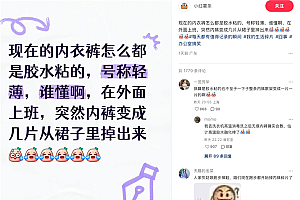 内裤突然散架 几片布从裙子里掉出来!怎么都是用胶水粘的