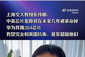 上海交大教授张伟楠:华为昇腾384芯片有望完全和美国抗衡 甚至超越
