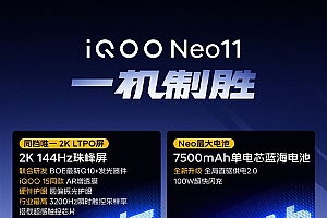 2599元起!一图看懂iQOO Neo11:骁龙8至尊版双芯+同档唯一2K LTPO屏