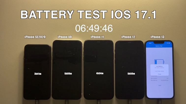 iOS 17.1续航怎么样，5款iPhone耗电测试对比  第4张