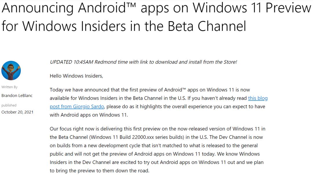 遗憾! 微软windows11放弃Android安卓子系统