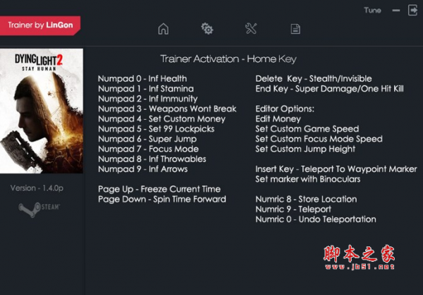 消逝的光芒2十八项修改器(无限生命/无限耐力) v1.14.0P LINGON版