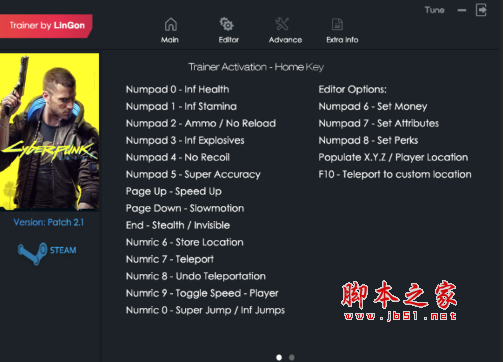 赛博朋克2077十七项修改器(无限金钱/无限生命) v2.1 LINGON版