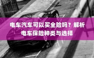 电车汽车全险解析，保险种类与选择指南