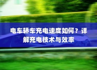 电车轿车充电技术详解，速度与效率解析
