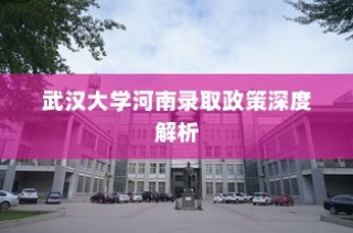 武汉大学河南录取政策全面解析