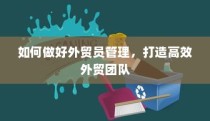 高效外贸团队打造，外贸员管理与优化策略