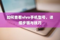 如何查看vivo手机型号，详细步骤与技巧