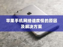 苹果手机网络速度慢的原因及解决方案