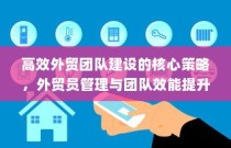 高效外贸团队建设核心策略及外贸员管理与团队效能提升之道