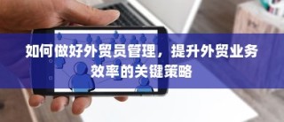提升外贸业务效率的关键策略，外贸员管理的最佳实践