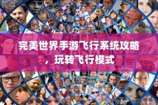 完美世界手游飞行系统攻略，飞行模式全面解析与玩转指南