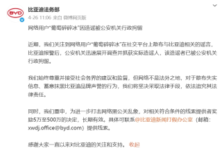 比亚迪坚决打击黑公关行为，维护品牌形象