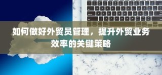 提升外贸业务效率的关键策略，外贸员管理的最佳实践