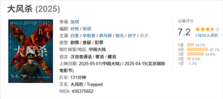 五一档新片豆瓣开分，大风杀领跑榜首获7.2分