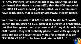 AMD调整产品策略，或将取消RX 9060 XT 8GB版本，避免重蹈NVIDIA市场失误