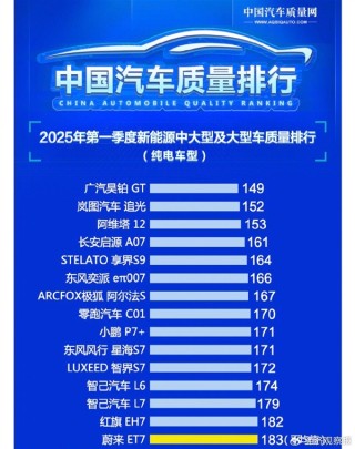网友质疑真实性，新能源中大/大型车质量排行揭晓（附详细榜单）