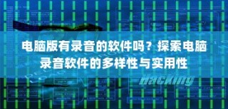 电脑录音软件大解析，多样性与实用性探索