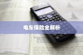 电车保险全解析，购买全险指南与保险选择建议