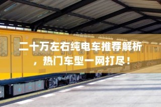 二十万左右热门纯电车推荐解析，热门车型全解析一网打尽！