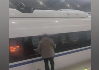 男子高铁中途下车抽烟错过班次，焦急拍窗错失乘车机会