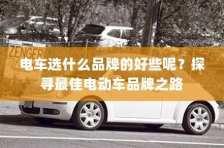 探寻最佳电动车品牌，选购电车的明智之选！