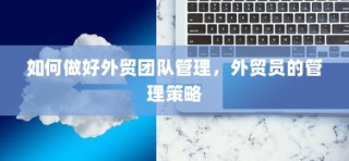 外贸团队管理优化，外贸员的管理策略探讨