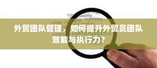 提升外贸团队效能与执行力的策略与管理方法探讨