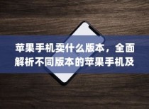 苹果手机卖什么版本，全面解析不同版本的苹果手机及其特点
