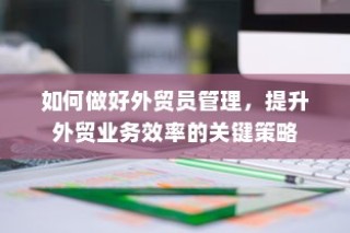 提升外贸业务效率的关键策略，外贸员管理的最佳实践