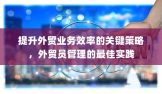 提升外贸业务效率的关键策略与外贸员管理最佳实践