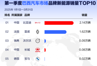 比亚迪全球多个市场2025年第一季度销售榜首荣耀揭晓