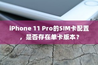 iPhone 11 Pro的SIM卡配置，是否存在单卡版本？