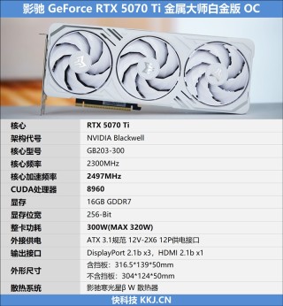 影驰RTX 5070 Ti金属大师白金版OC评测，颜值与性能的完美结合