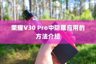 荣耀V30 Pro中隐藏应用的方法介绍