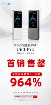 中兴5G随身Wi-Fi U60 Pro首销大捷，销量飙升，远超上一代近十倍！