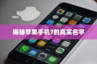 揭秘苹果手机7的真实名字